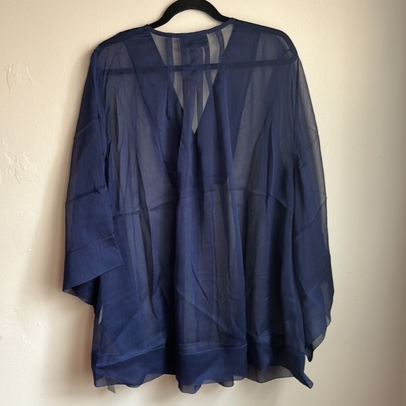 NWT Liz Lang Blue Sheer Coverup Lingerie Blouse Size Large - Picture 10 of 11